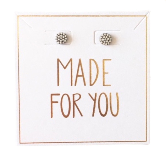 new Pave Cubic Zirconia CZ Studs ⍟ Rhodium Plate Sterling Silver ⍟ Hematite .925 - Picture 9 of 12